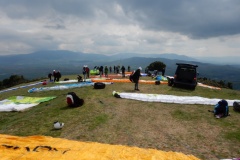 Koen with his pilots and students flying at Mount Olympus Paragliding holidays with Olympic Wings