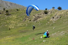 Lee and Dave with students training at Olympus paragliding holidays with Olympic Wings Greece
