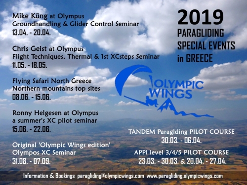 Paragliding Events 2019 by Olympic Wings