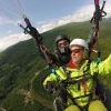 Jackie training as a Tandem pilot paragliding Course with Olympic Wings