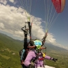 Jackie training as a Tandem pilot paragliding Course with Olympic Wings