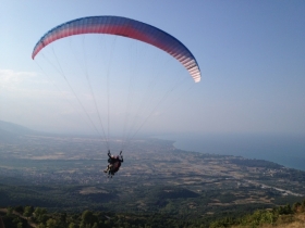 paragliding tandem flight with Olympic Wings at Mount Olympus