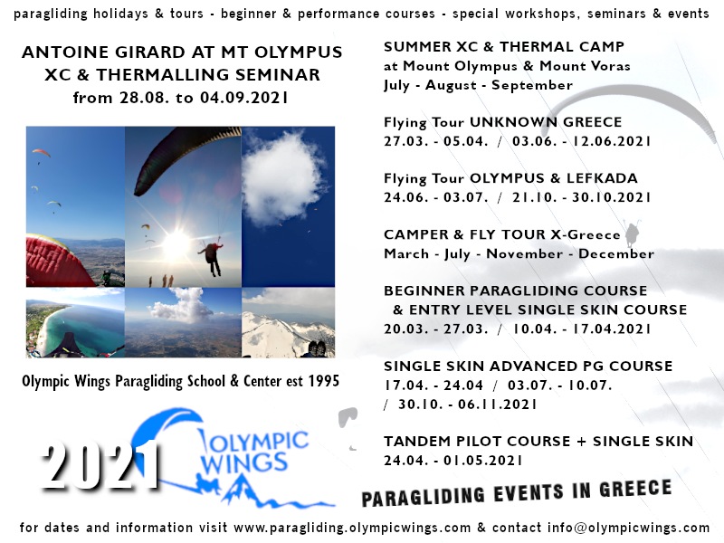 Paragliding Events 2021 Greece Olympic Wings